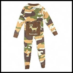 Lazy One Buck Naked Camo Deer‎ Flapjack Long Johns Pajamas Toddler 2T Alaska PJs